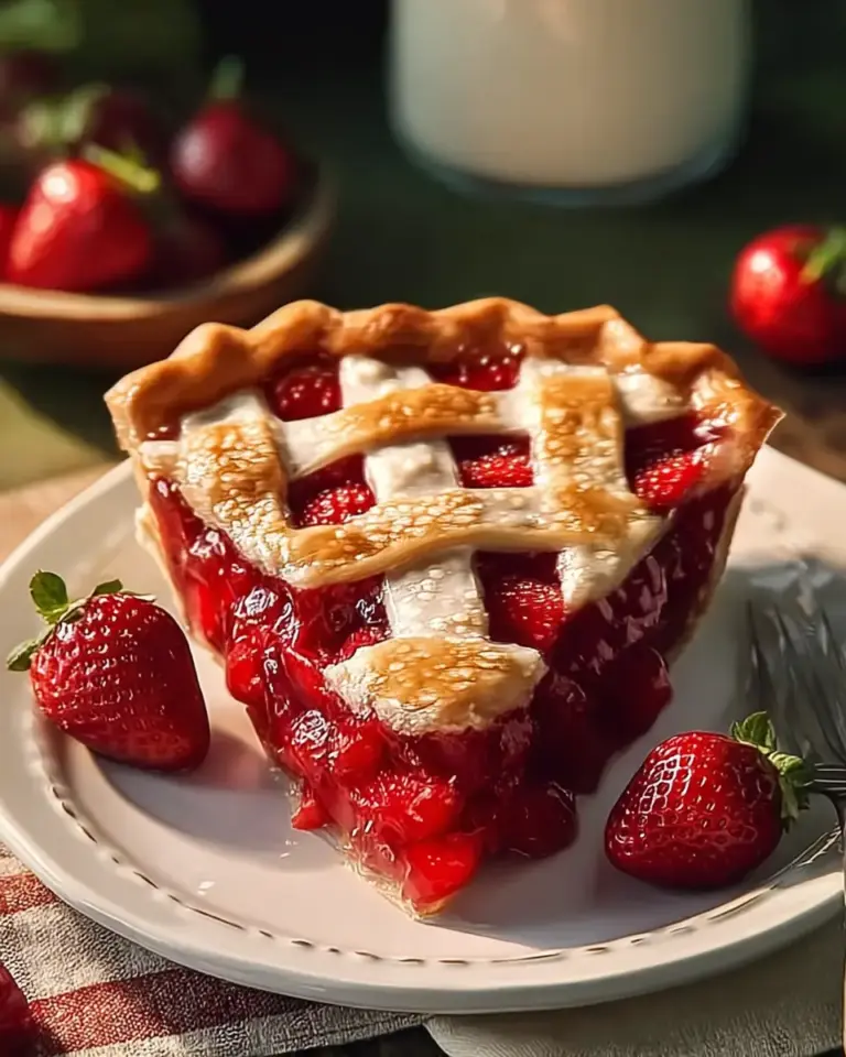 A delicious plate of Best Strawberry Pie Recipe- Easy & Delicious