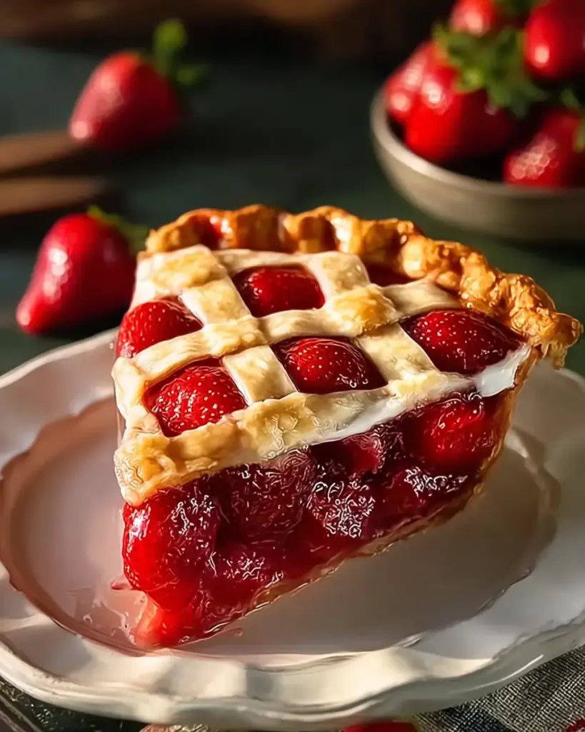 A delicious plate of Best Strawberry Pie Recipe- Easy & Delicious