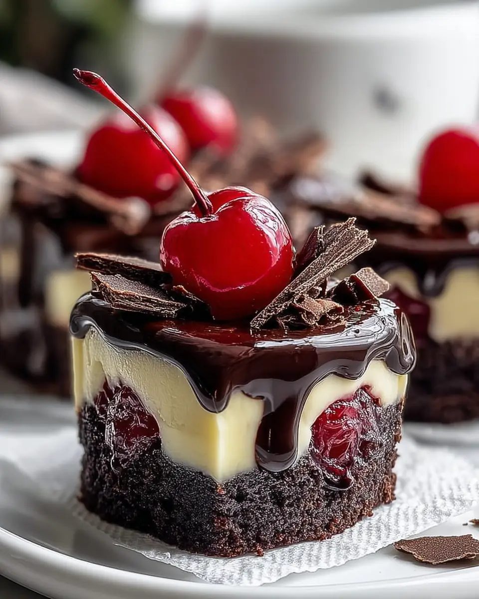 A delicious plate of Black Forest Mini Cheesecakes