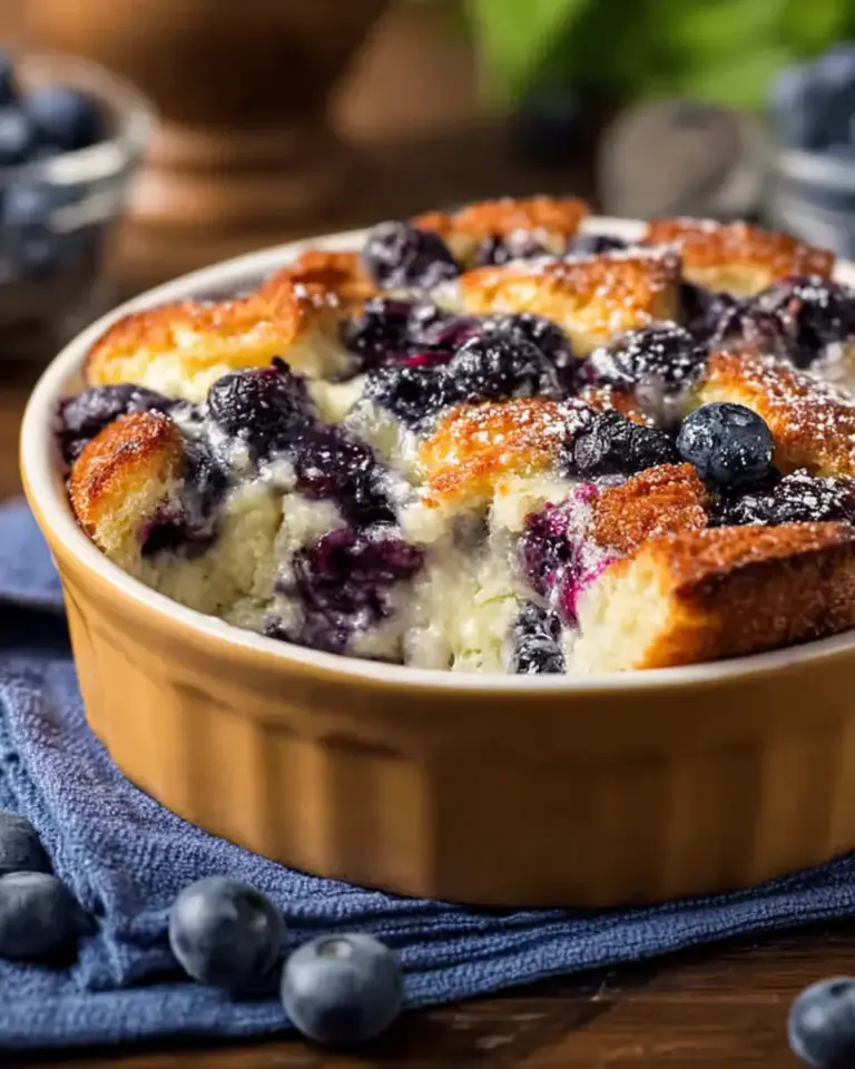 A delicious plate of Blueberry Cottage Cheese Breakfast Bake