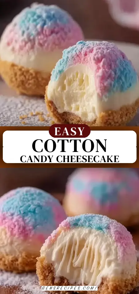 Crispy Cotton Candy Cheesecake Bombs