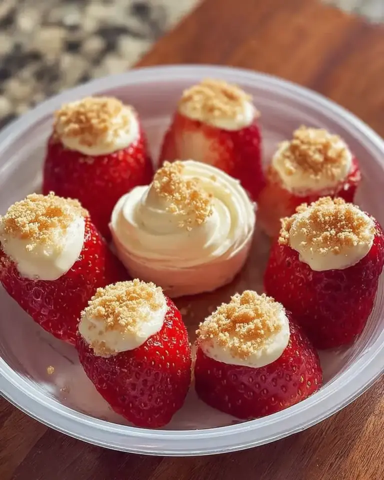 A delicious plate of Cheesecake Deviled Strawberries