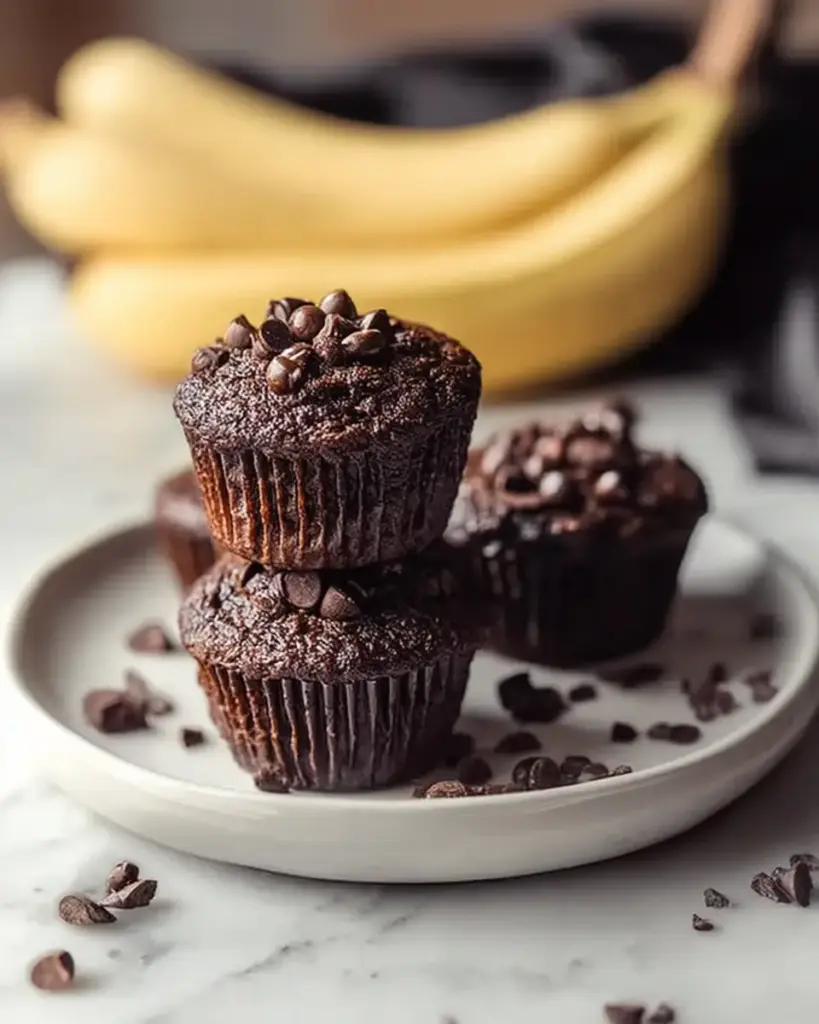 A delicious plate of Chocolate Banana Protein Muffins