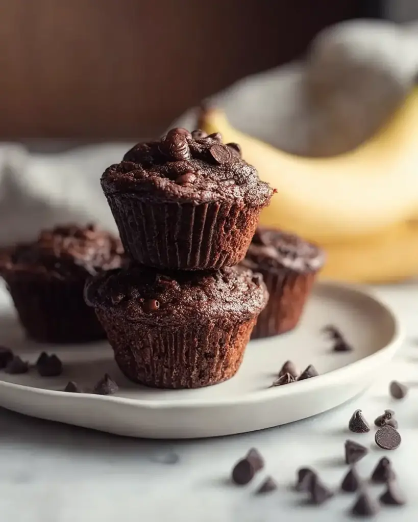 A delicious plate of Chocolate Banana Protein Muffins