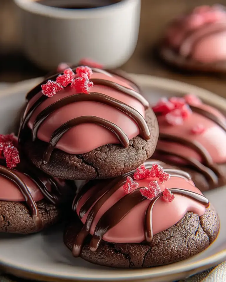 A delicious plate of Chocolate Covered Strawberry Cookies