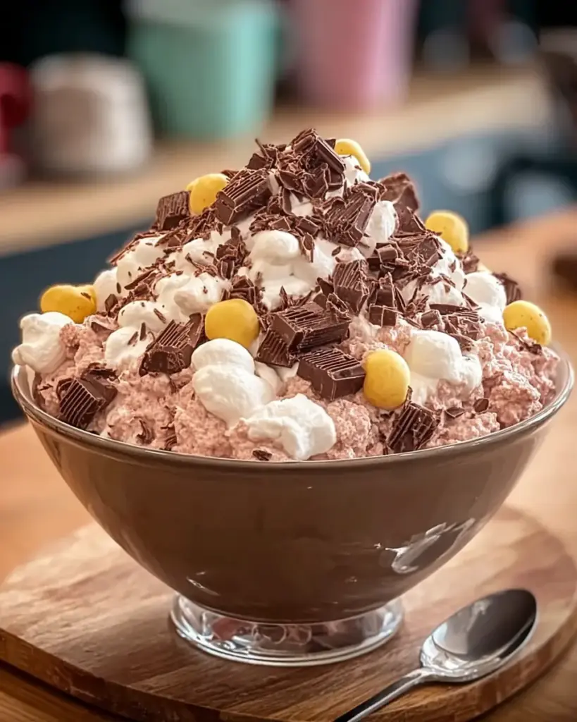 A delicious plate of Chocolate Fluff Salad