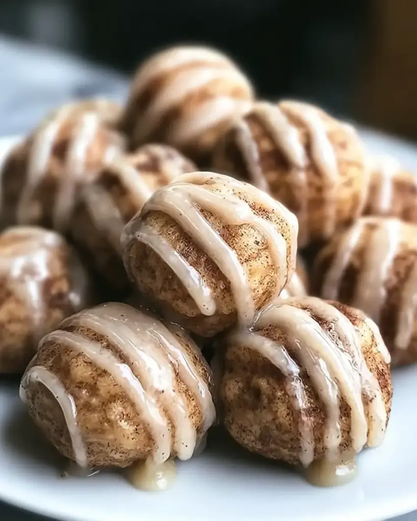 A delicious plate of Cinnamon Roll Protein Bites