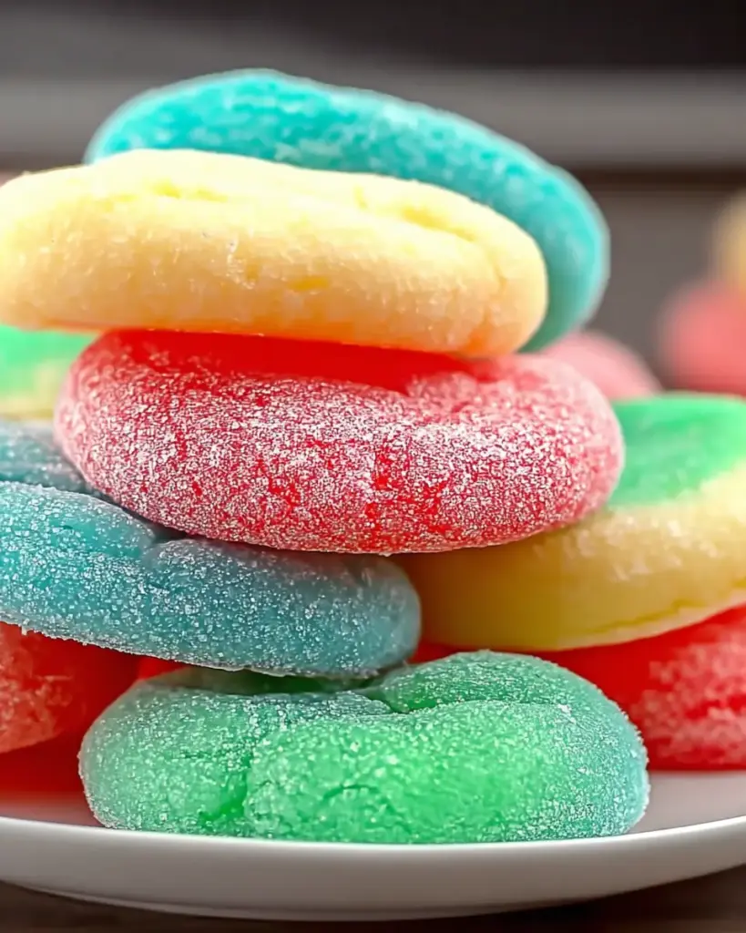 A delicious plate of Colorful Jello Cookies: A Fun Twist for Sweet Celebrations