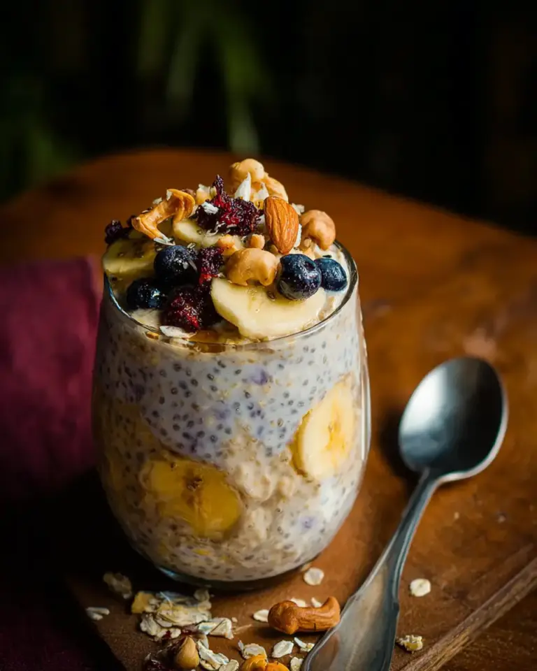 A delicious plate of Cottage Cheese Overnight Oats (30g Protein)