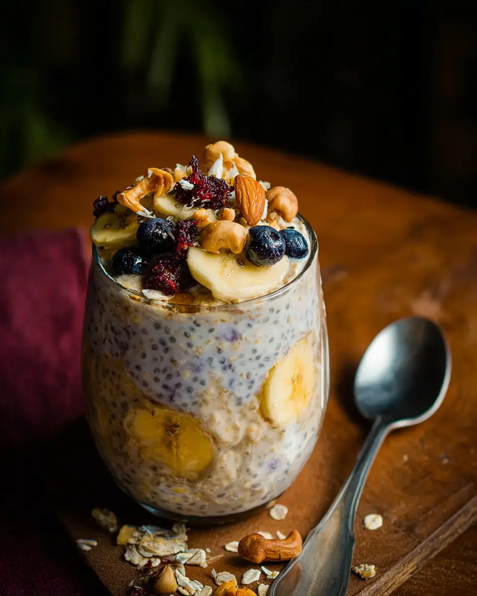 A delicious plate of Cottage Cheese Overnight Oats (30g Protein)