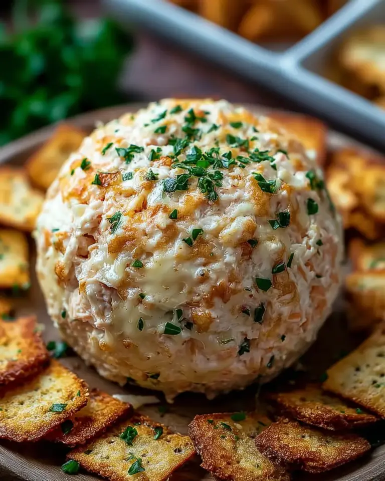 A delicious plate of Crab Dip Cheese Ball: A Delicious Appetizer Recipe for Any Occasion