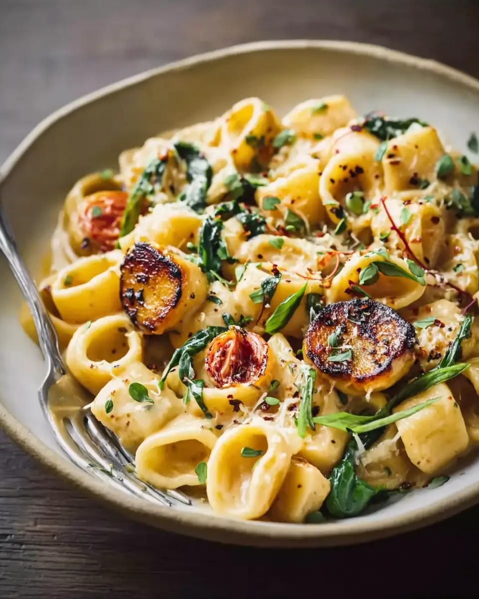 A delicious plate of Creamy Protein-Packed Pasta Bowl