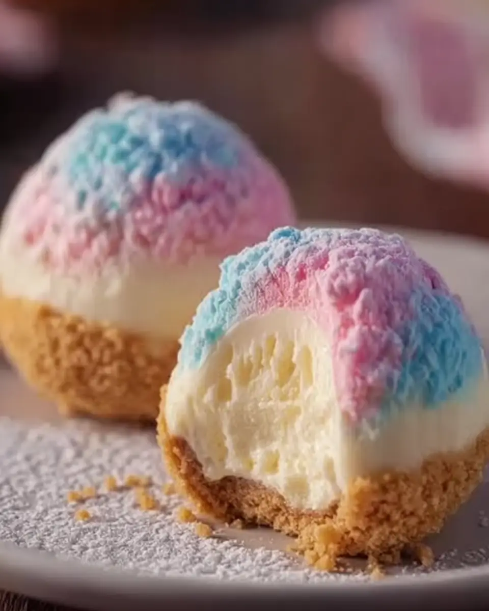 A delicious plate of Crispy Cotton Candy Cheesecake Bombs