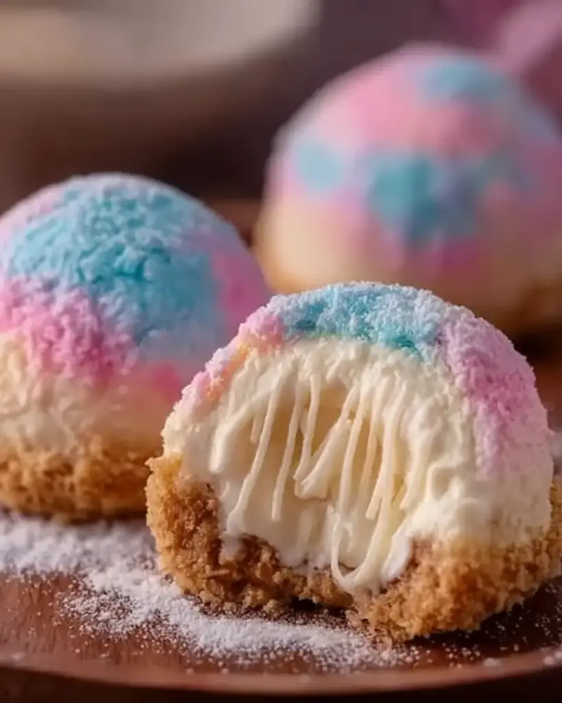 A delicious plate of Crispy Cotton Candy Cheesecake Bombs