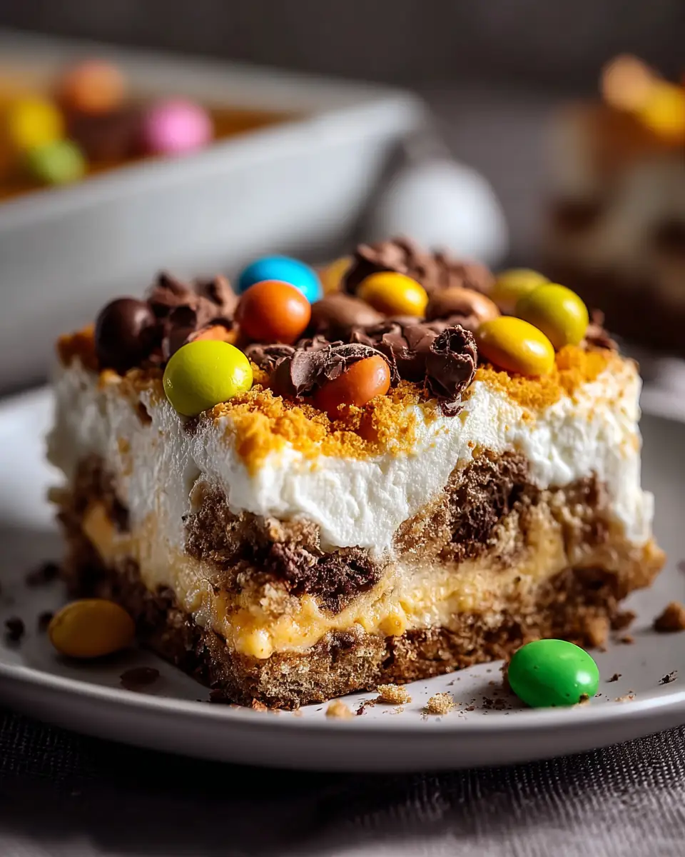 A delicious plate of Easter Dirt Cake Casserole