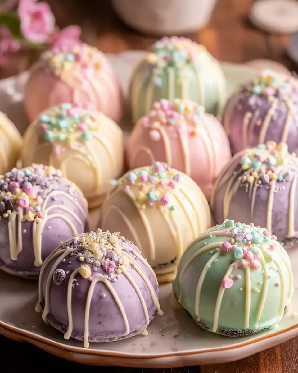 A delicious plate of Easter Egg Oreo Balls