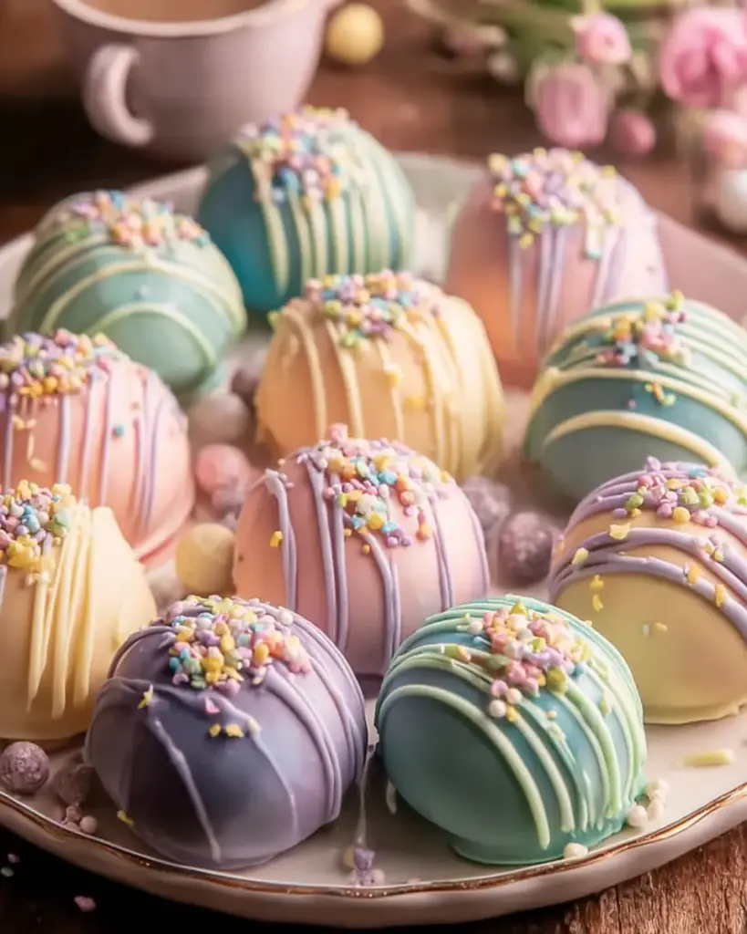 A delicious plate of Easter Egg Oreo Balls