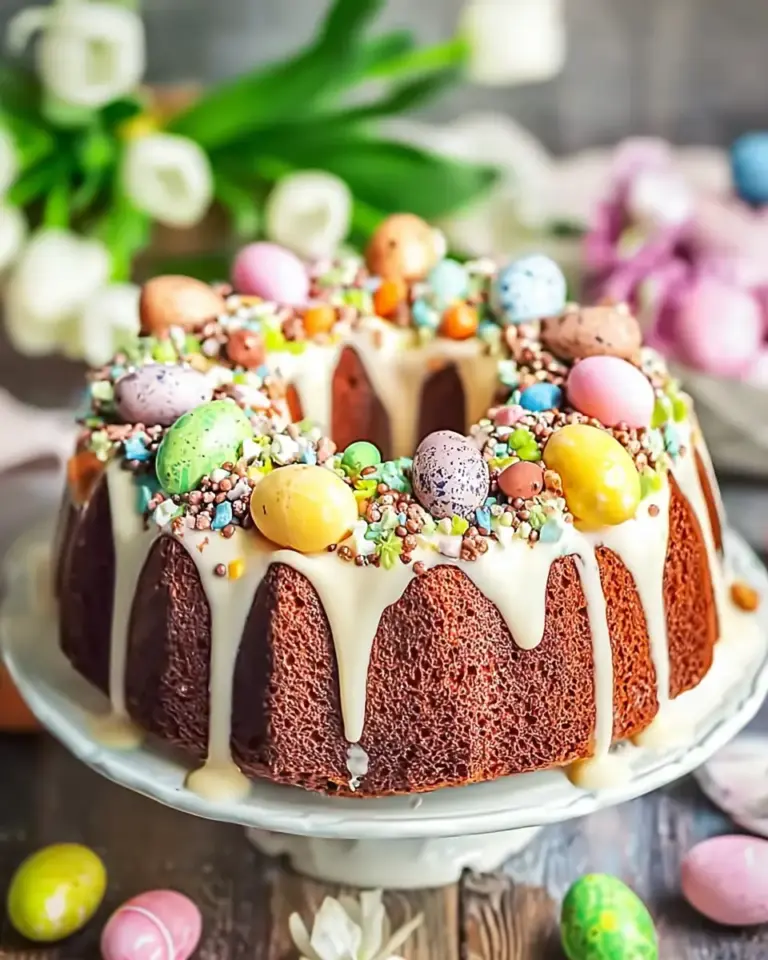 A delicious plate of Easter Egg Treasure Cake