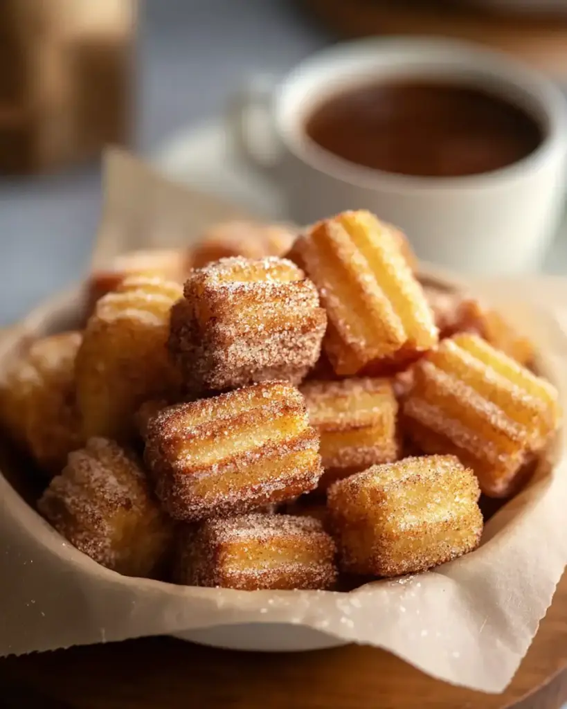 A delicious plate of Easy Baked Churro Bites