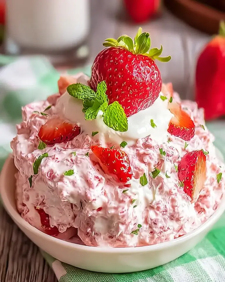 A delicious plate of Easy Strawberry Fluff