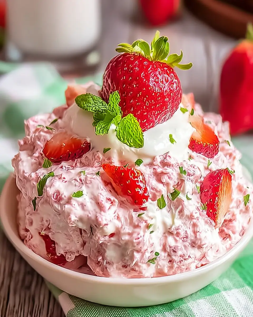 A delicious plate of Easy Strawberry Fluff