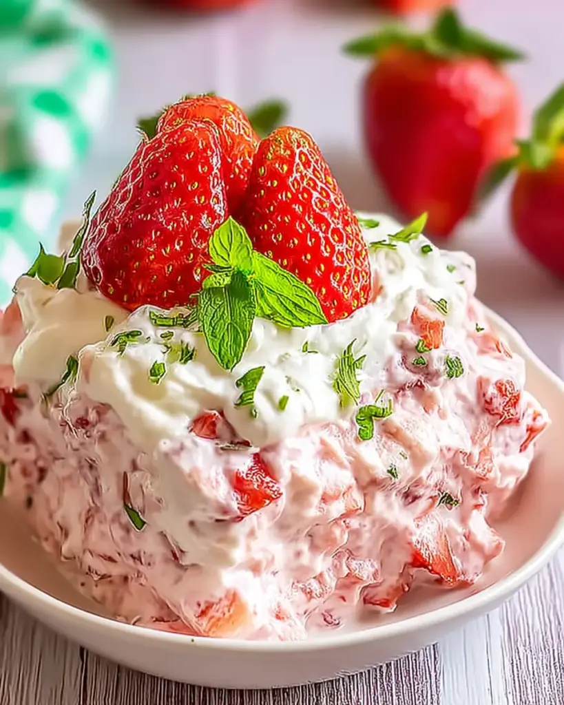 A delicious plate of Easy Strawberry Fluff