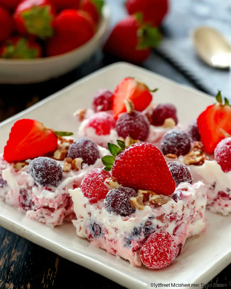 A delicious plate of Frozen Berry Fruit Salad