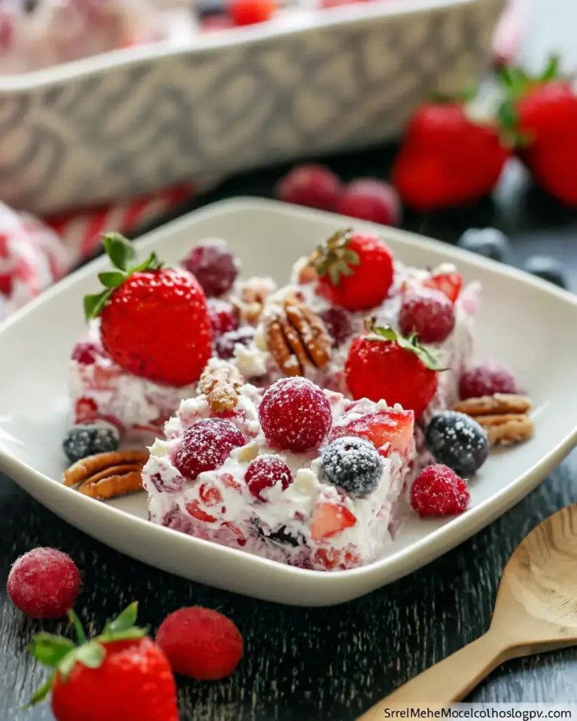 A delicious plate of Frozen Berry Fruit Salad