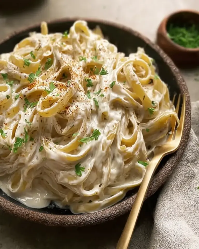A delicious plate of High Protein Alfredo Sauce