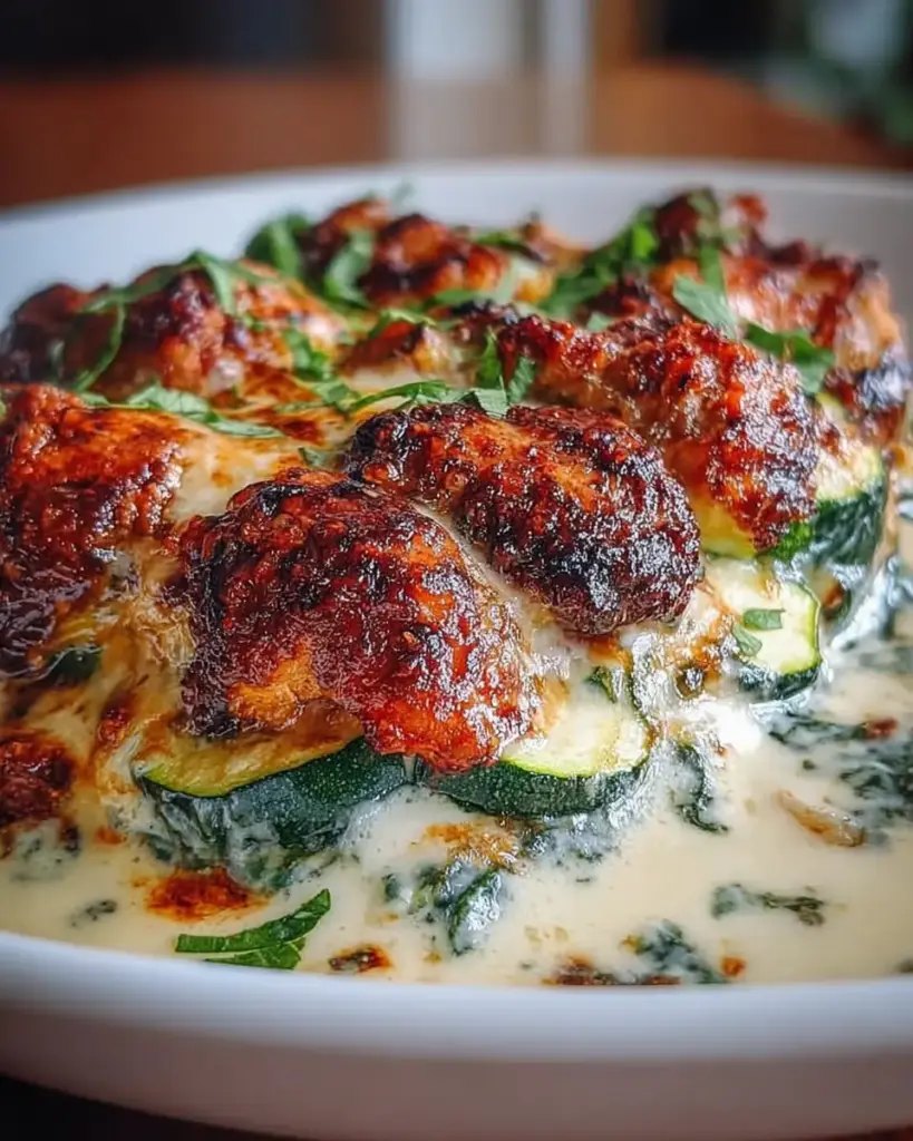 A delicious plate of High Protein Chicken Zucchini Bake