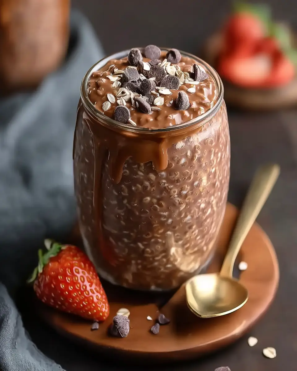 A delicious plate of High Protein Chocolate Overnight Oats