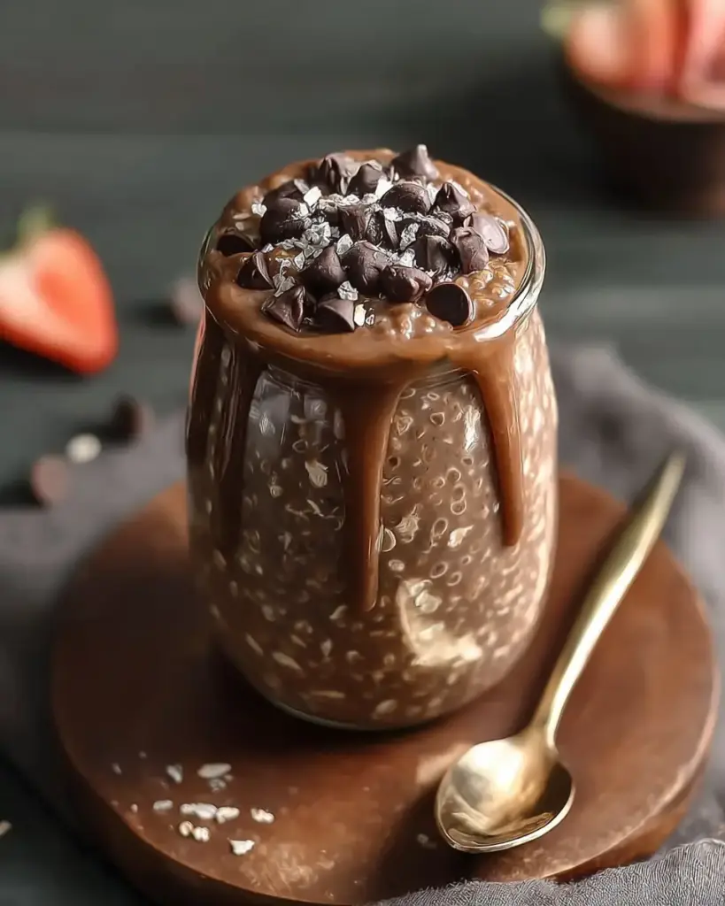 A delicious plate of High Protein Chocolate Overnight Oats
