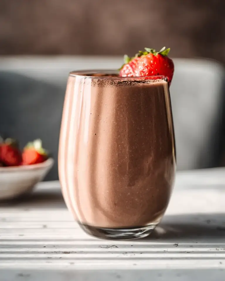A delicious plate of High-Protein, Chocolate Strawberry Smoothie