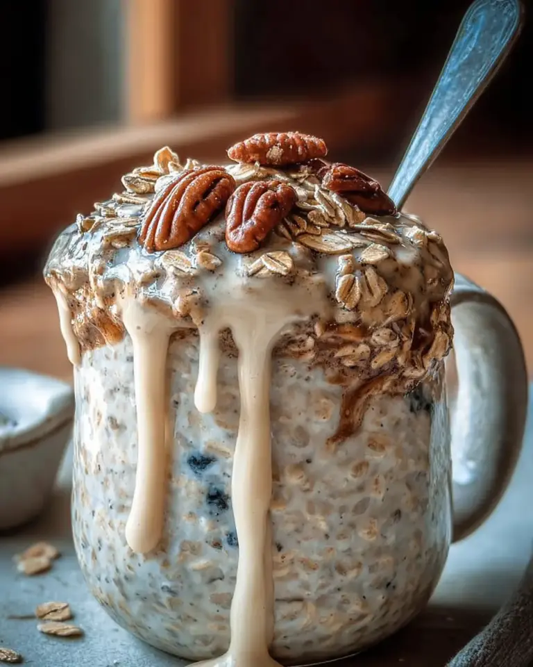 A delicious plate of High-Protein Cinnamon Roll Overnight Oats