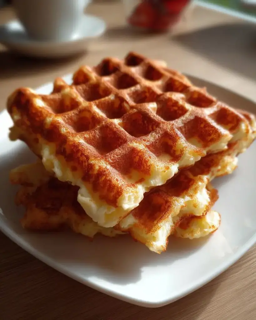 A delicious plate of High Protein Cottage Cheese Waffles