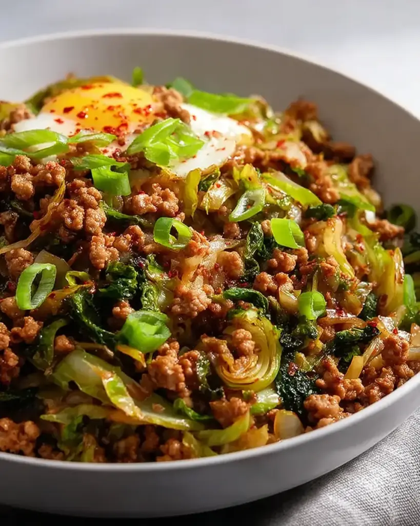 A delicious plate of High Protein Egg Roll In A Bowl (Easy One-Pan Meal!)
