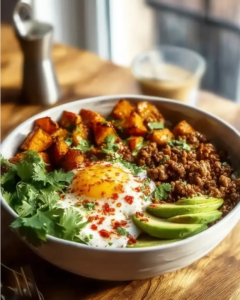 A delicious plate of High Protein Ground Beef Power Bowls