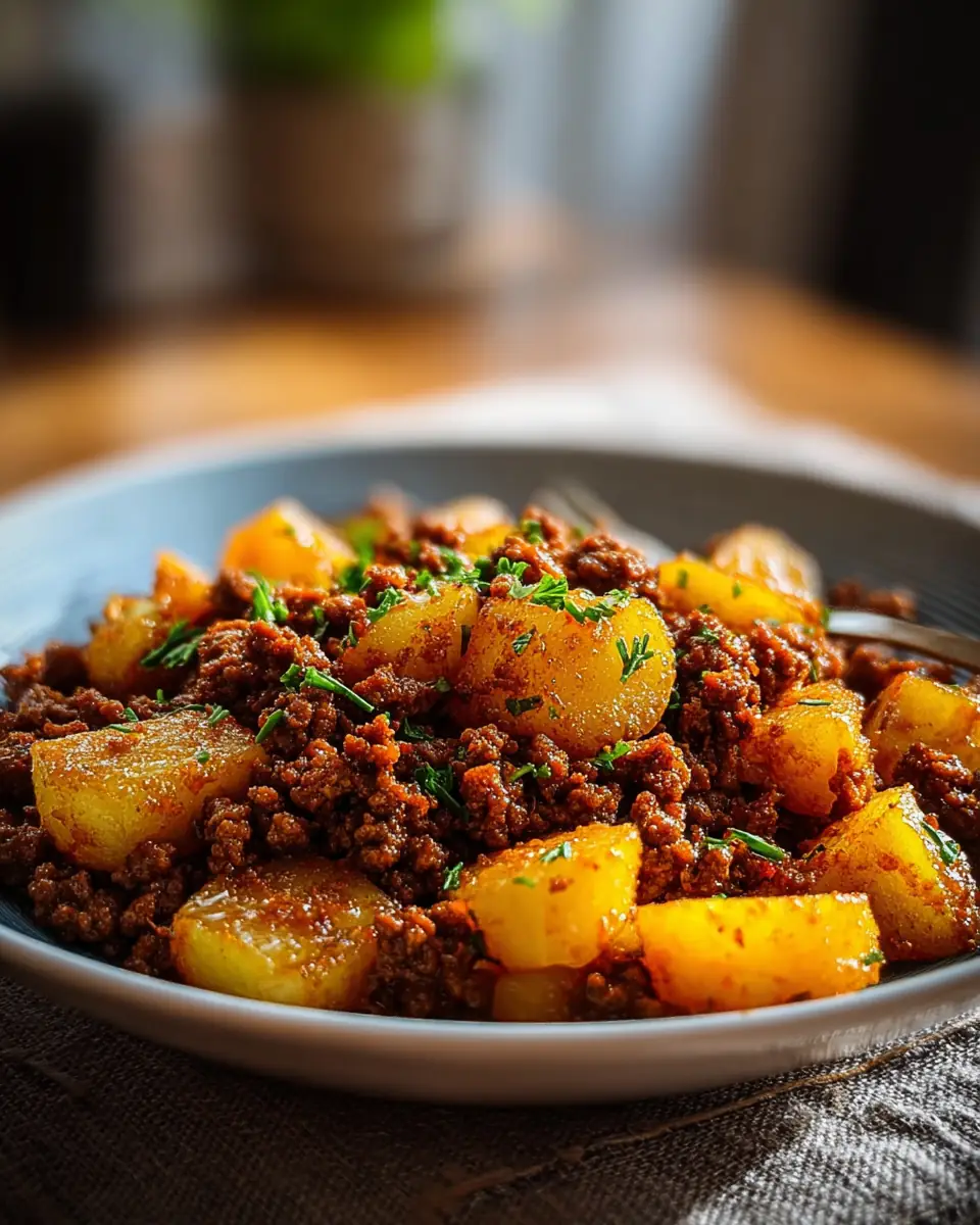 A delicious plate of High Protein Ground Beef with Potatoes: 35g Protein Dinner Bliss