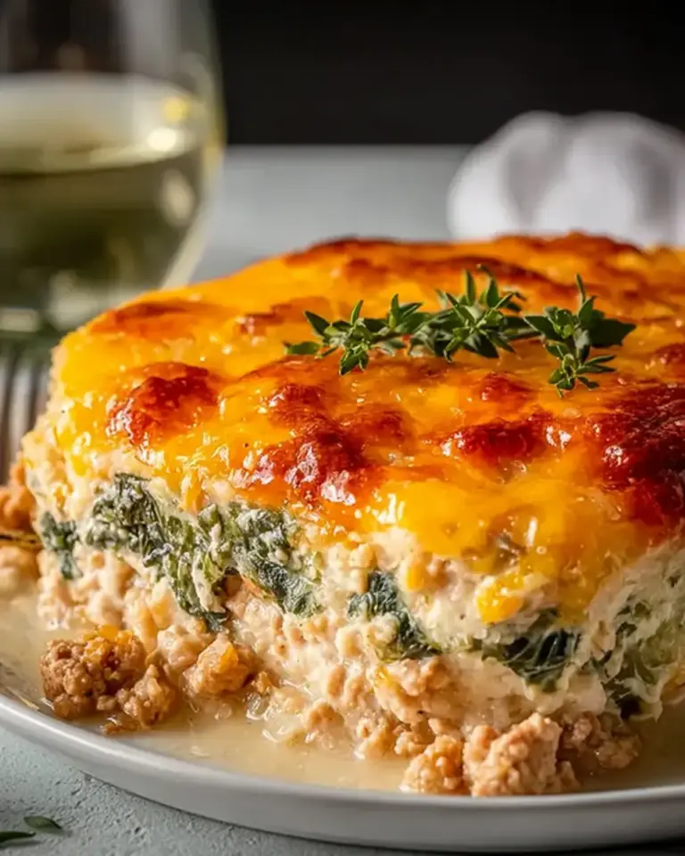 A delicious plate of High Protein Ground Turkey Casserole (Easy, Cheesy, Family-Favorite)