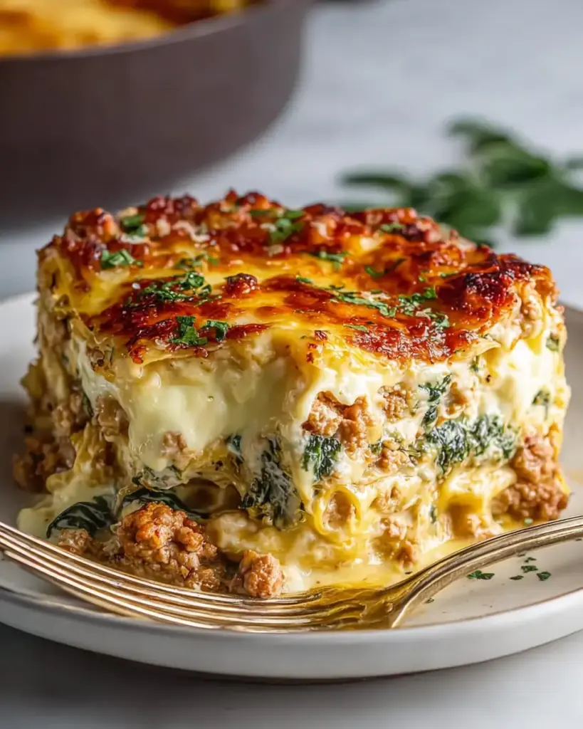 A delicious plate of High Protein Ground Turkey Casserole (Easy, Cheesy, Family-Favorite)