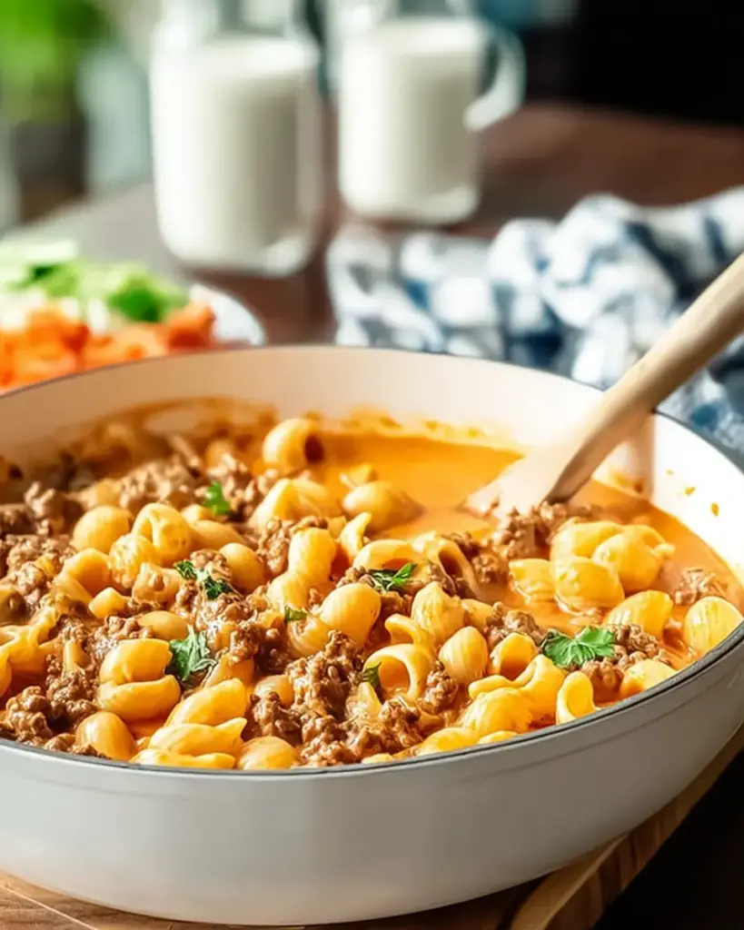 A delicious plate of High Protein Hamburger Helper That Upgrades Comfort Food