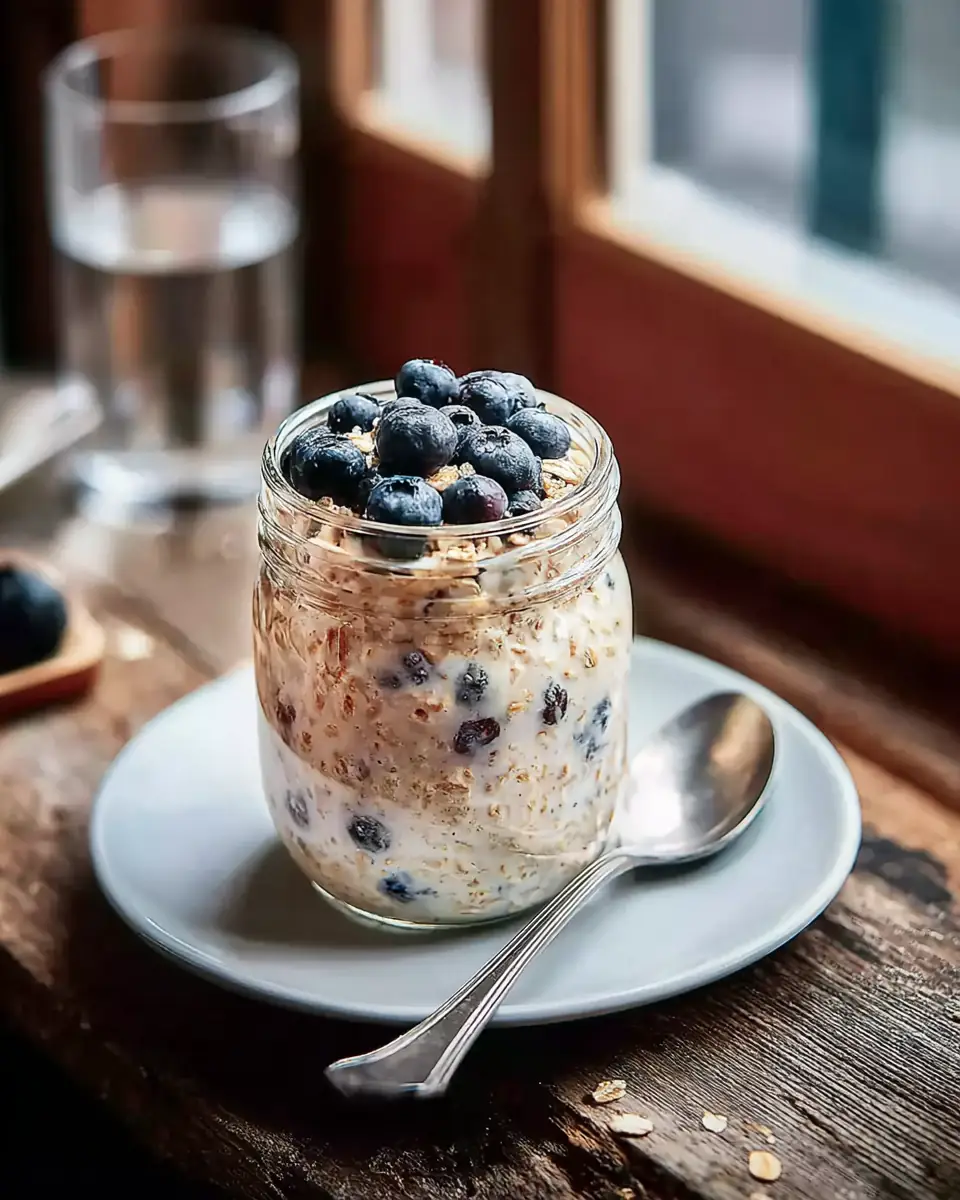 A delicious plate of High Protein Overnight Oats