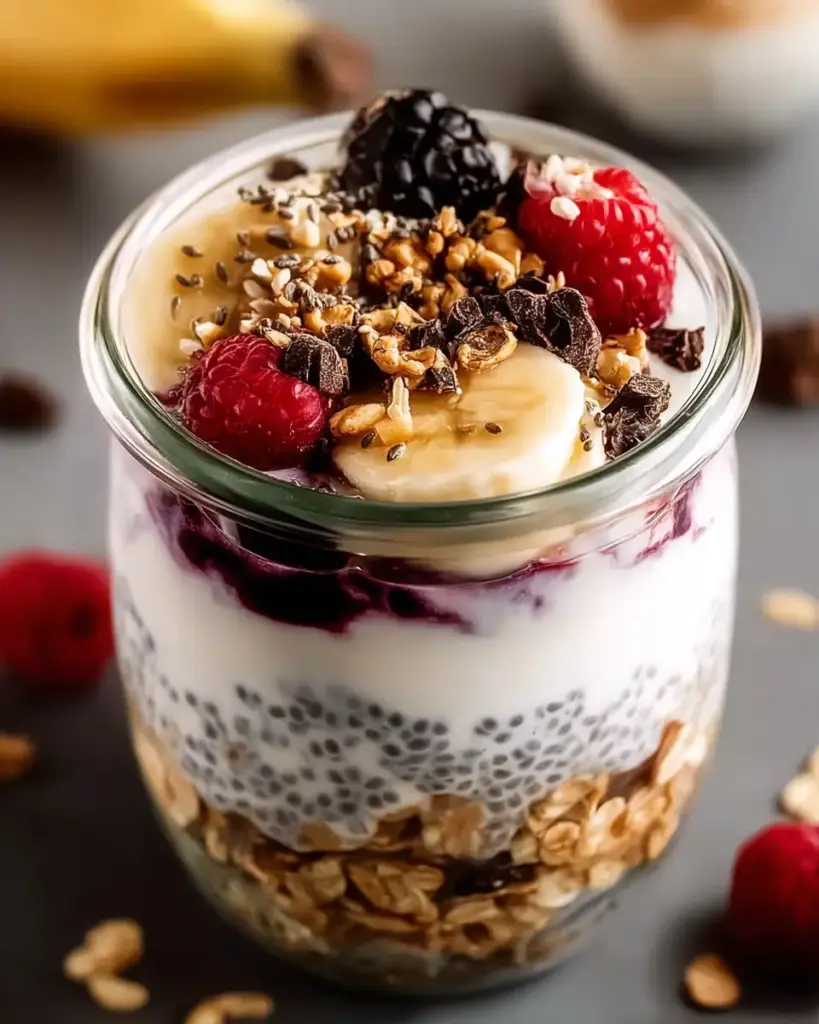 A delicious plate of High Protein Overnight Oats