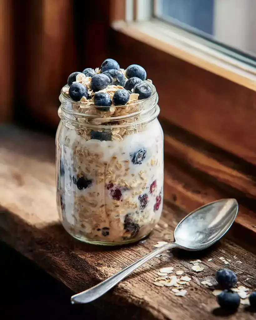 A delicious plate of High Protein Overnight Oats