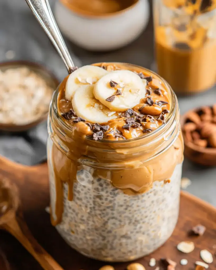 A delicious plate of High-Protein Peanut Butter Overnight Oats – Easy & Filling