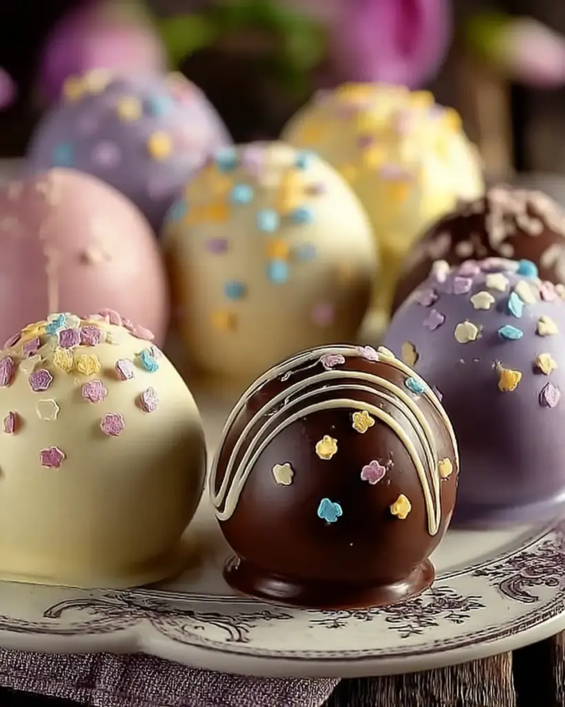 A delicious plate of Indulgent Chocolate-Dipped Easter Eggs Everyone Will Love