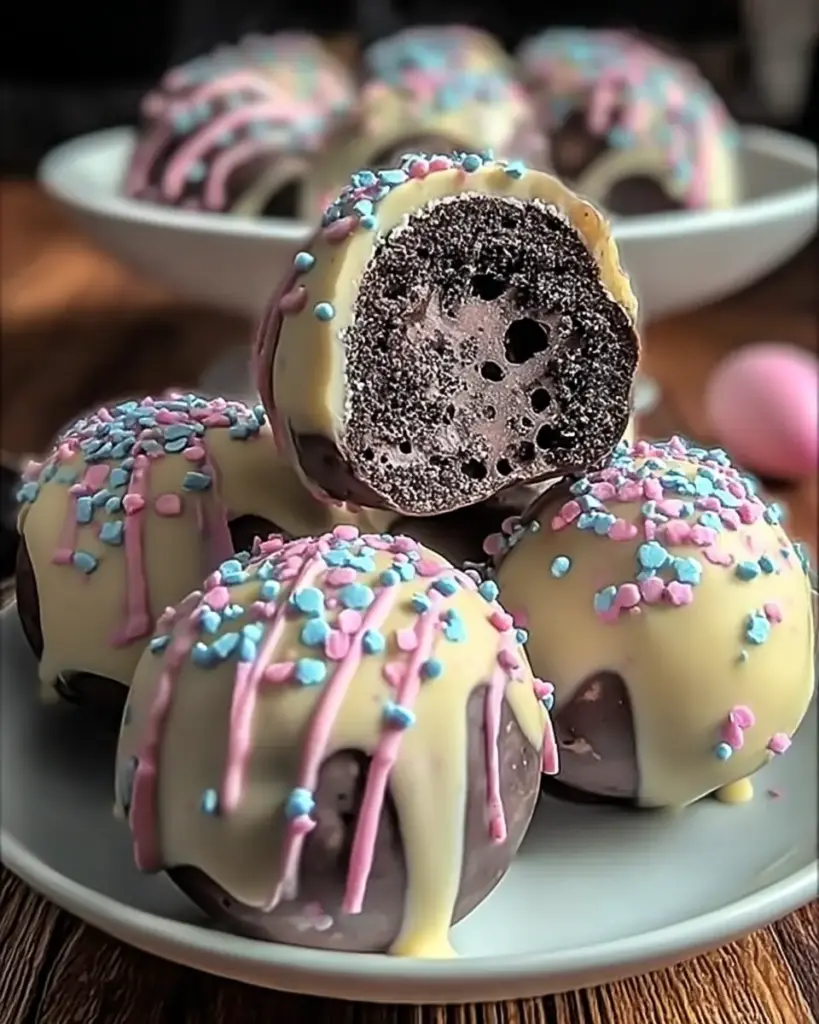 A delicious plate of Indulgent Easter Egg Oreo Balls Everyone Will Love