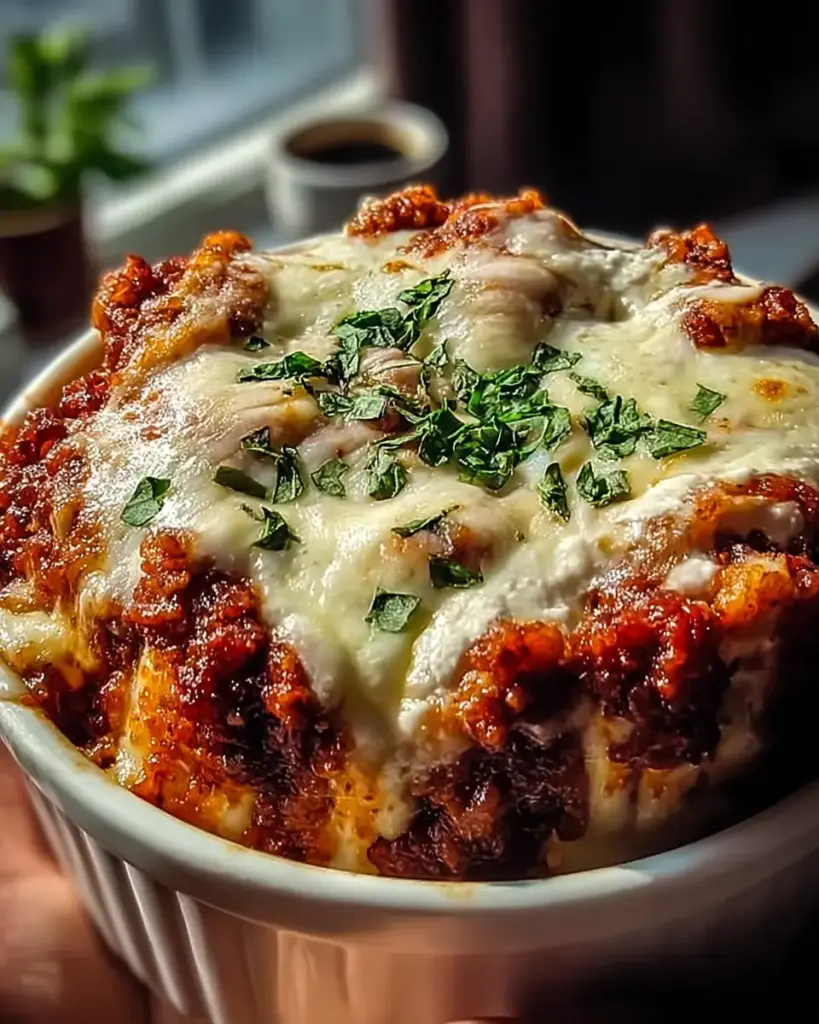 A delicious plate of Irresistably High Protein Chicken Parm Cottage Cheese Bowl to Love