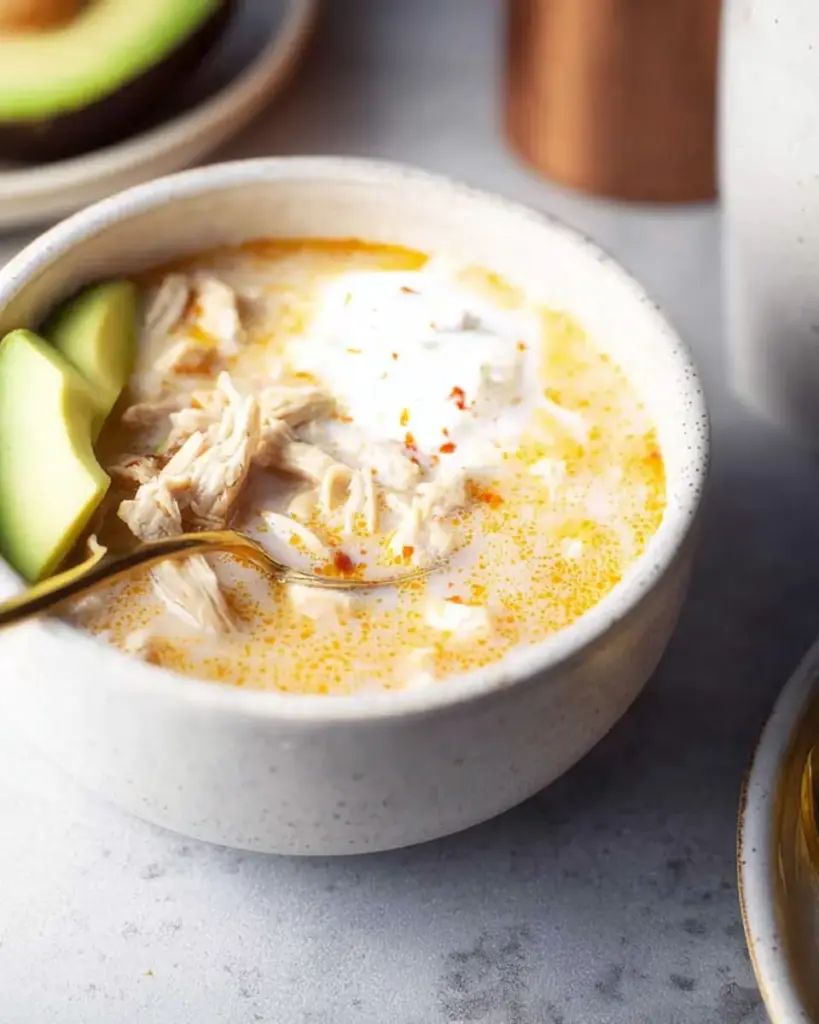 A delicious plate of Keto White Chicken Chili