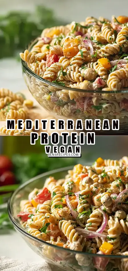 Mediterranean High Protein Vegan Pasta Salad